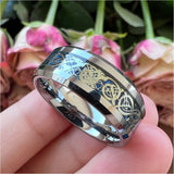 8mm Tungsten Carbide Wedding Band Dragon Carbon Fiber Inlay Engagement Ring