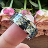 8mm Tungsten Carbide Wedding Band Dragon Carbon Fiber Inlay Engagement Ring