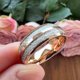 8mm Tungsten Wedding Band with Meteorite Inlay