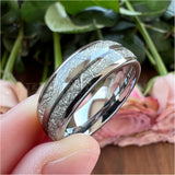 8mm Tungsten Wedding Band with Meteorite Inlay