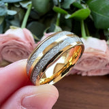 8mm Tungsten Wedding Band with Meteorite Inlay