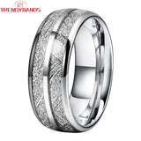 8mm Tungsten Wedding Band with Meteorite Inlay