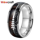 8mm Tungstne Carbide Wedding Band Meteorite Arrow Wood Inlay