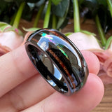 8mm Tungsten Carbide Wedding Bands with Abalone Shell and Koa Wood Inlay