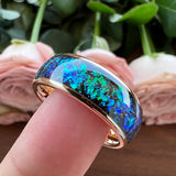 8mm Tungsten Carbide Opal Inlay Wedding Ring