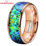 8mm Tungsten Carbide Opal Inlay Wedding Ring