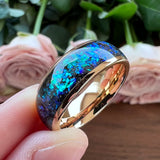 8mm Tungsten Carbide Opal Inlay Wedding Ring