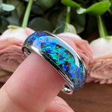 8mm Tungsten Carbide Opal Inlay Wedding Ring