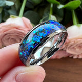 8mm Tungsten Carbide Opal Inlay Wedding Ring