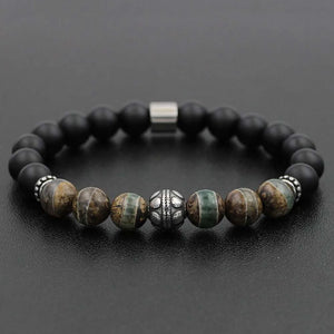 8mm Turquoise Stone Bracelet Stainless Steel Beaded Jewelry