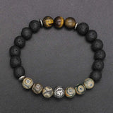8mm Turquoise Stone Bracelet Stainless Steel Beaded Jewelry