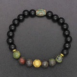 8mm Turquoise Stone Bracelet Stainless Steel Beaded Jewelry