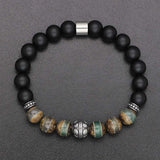 8mm Turquoise Stone Bracelet Stainless Steel Beaded Jewelry