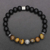 8mm Turquoise Stone Bracelet Stainless Steel Beaded Jewelry