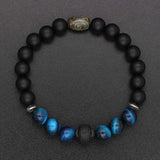 8mm Turquoise Stone Bracelet Stainless Steel Beaded Jewelry
