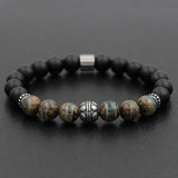 8mm Turquoise Stone Bracelet Stainless Steel Beaded Jewelry