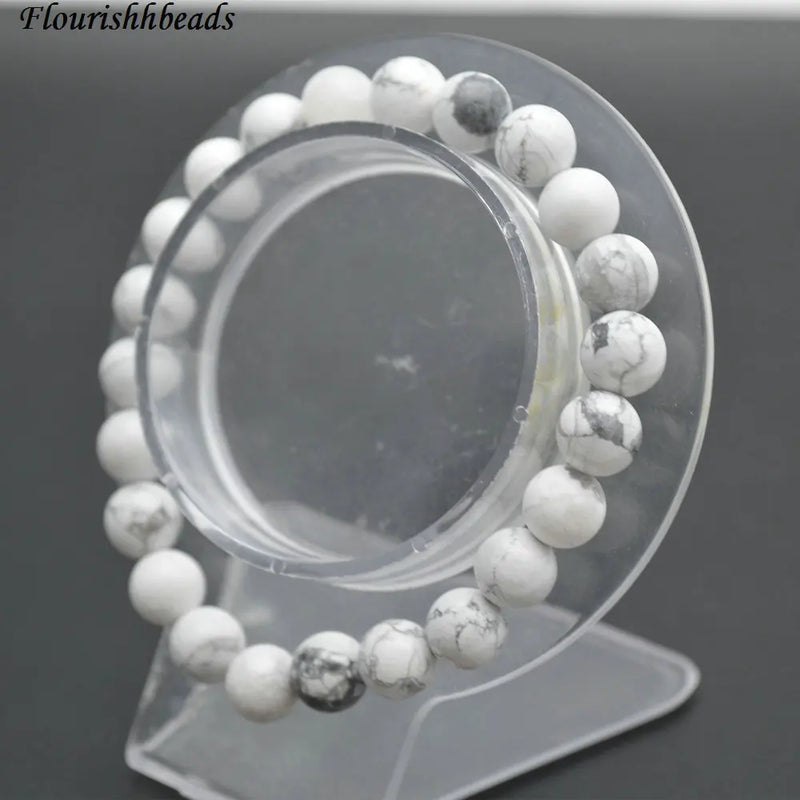 8mm Howlite Turquoise Stone Round Beads Elastic Line Bracelets Woman Jewelry