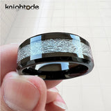 8mm Meteorite Wedding Band Tungsten Carbide Rings Polished Finish