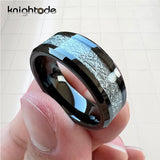 8mm Meteorite Wedding Band Tungsten Carbide Rings Polished Finish