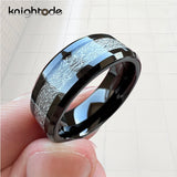 8mm Meteorite Wedding Band Tungsten Carbide Rings Polished Finish