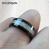 8mm Meteorite Wedding Band Tungsten Carbide Rings Polished Finish