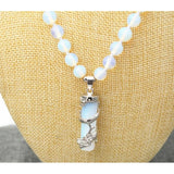8mm Opalite Dragon Healing Chakra Reiki Pendant Necklace 18''