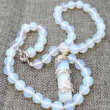 8mm Opalite Dragon Healing Chakra Reiki Pendant Necklace 18''