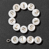 8mm Round Shell Bead 0-9 Number Letter Mother Of Pearl Flat Charms Beads