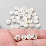 8mm Round Shell Bead 0-9 Number Letter Mother Of Pearl Flat Charms Beads