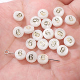 8mm Round Shell Bead 0-9 Number Letter Mother Of Pearl Flat Charms Beads
