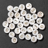 8mm Round Shell Bead 0-9 Number Letter Mother Of Pearl Flat Charms Beads