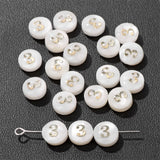 8mm Round Shell Bead 0-9 Number Letter Mother Of Pearl Flat Charms Beads