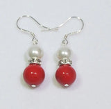 8mm Shell Pearl /10mm Red Coral Pearl Beads Necklace