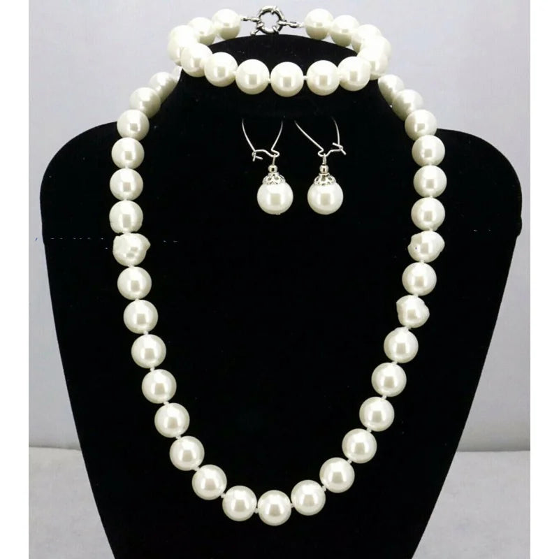 8mm South Sea Shell Pearl Round Beads Nelace Set