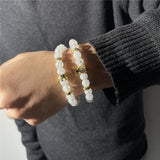 8mm Stone Beads Bracelet 2pcs/Set CZ Crown Charm Bracelets For Women