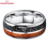 8mm Tungsten Carbide Meteorite Wood Inlay Ring