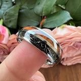 8mm Tungsten Carbide Meteorite Wood Inlay Ring