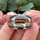 8mm Tungsten Carbide Meteorite Wood Inlay Ring