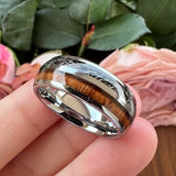 8mm Tungsten Carbide Meteorite Wood Inlay Ring