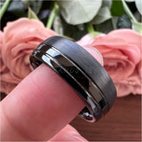 8mm Tungsten Carbide Wedding Band Brushed Finish