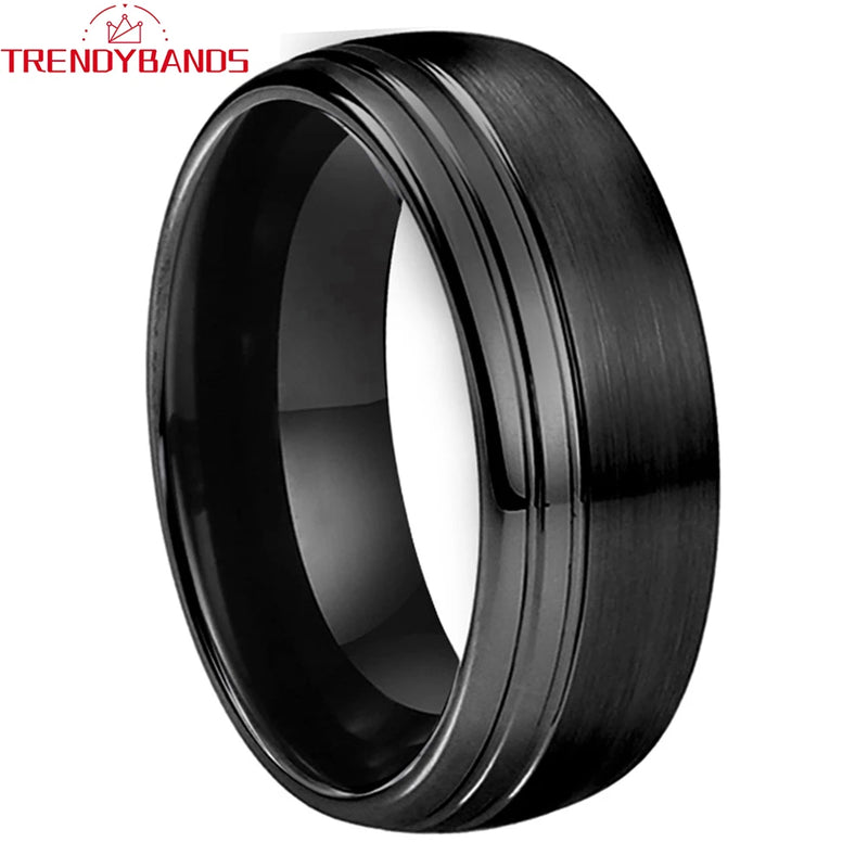 8mm Tungsten Carbide Wedding Band Brushed Finish