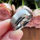 8mm Tungsten Carbide Wedding Band Brushed Finish