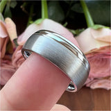 8mm Tungsten Carbide Wedding Band Brushed Finish