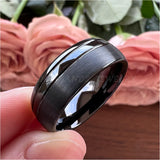8mm Tungsten Carbide Wedding Band Brushed Finish