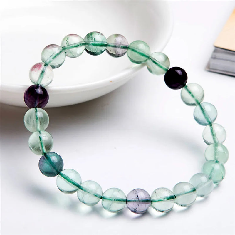 Natural Colorful Fluorspar Fluorite Quartz Crystal Bracelet