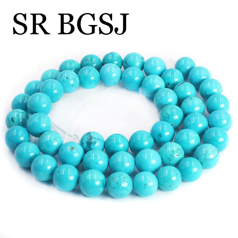 8mm Turquoise Round Stone Beads - 15.5 inches