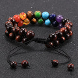 8mm Chakras Bracelet Healing Balance Beads 2 Layers Reiki Prayer Yoga Bangle
