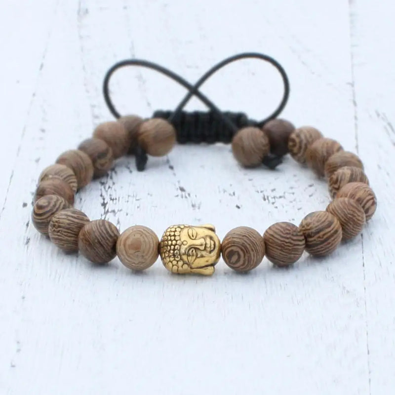 Wood Beads Buddha Bracelet Beaded Jewelry