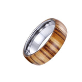 8mm Wood Ring Tungsten Carbide Wedding Band Size 8-13