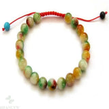 8mm Flower Jade Beads Braided Rope Adjustable Bracelet